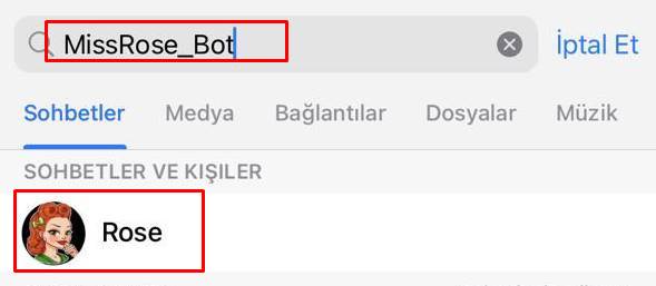 telegram gruba bot ekleme